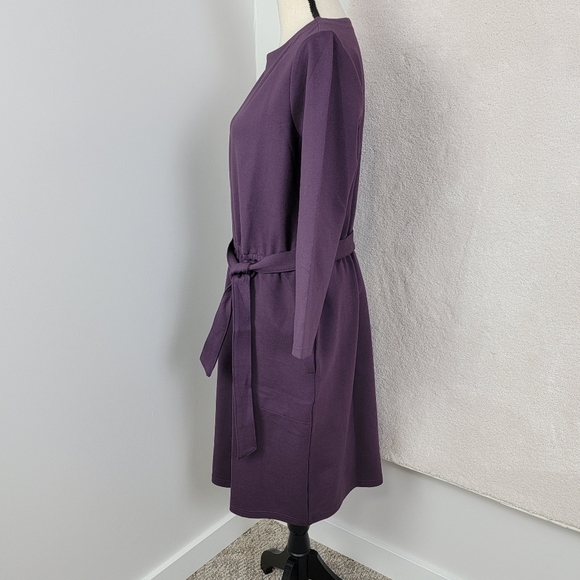 Duluth Trading Co. Elderberry Ponte Pro Knit 3/4 Sleeve Belted Dress Sz M NWOT - Picture 6 of 11